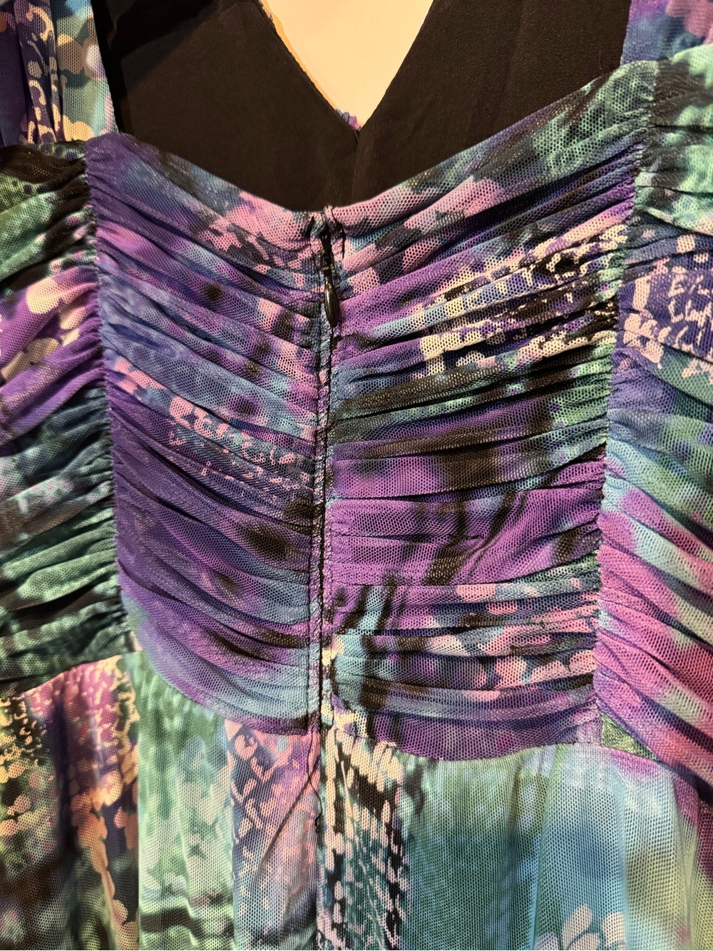 Vintage Y2K Caché Purple Teal Snake Print Ruched Halter Maxi Dress Size L - Picture 4 of 8